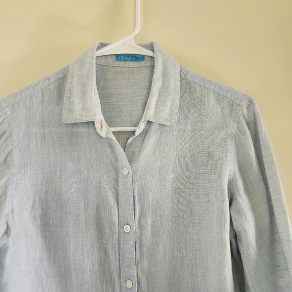 J. McLaughlin Britt Linen Shirt Button Down Light Blue Size Small - Picture 3 of 14